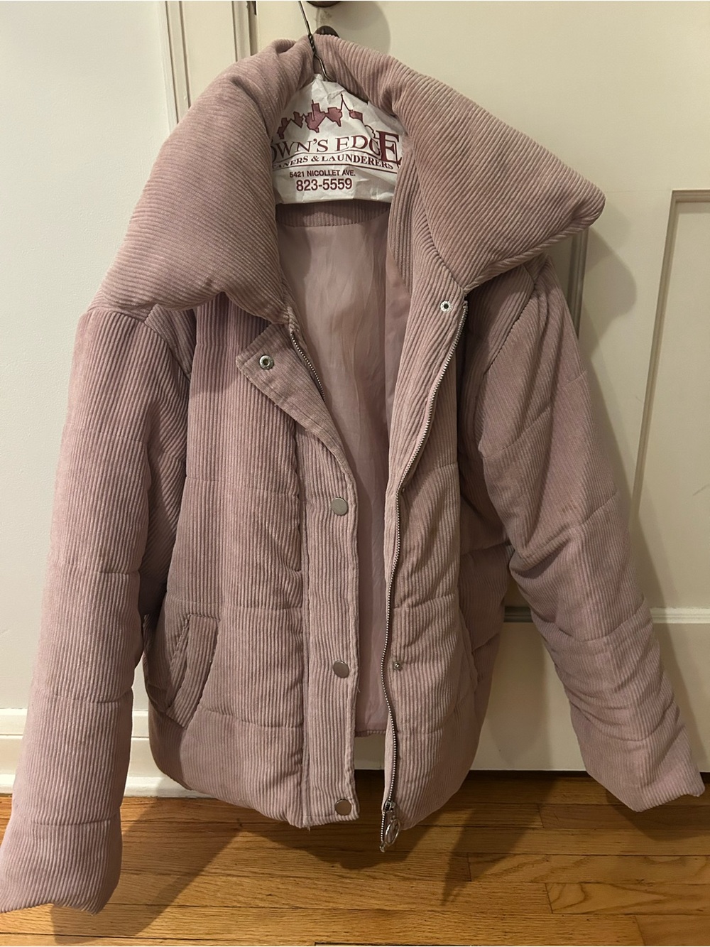 Fashion Nova Corduroy Puffer Jacket - Dusty Rose